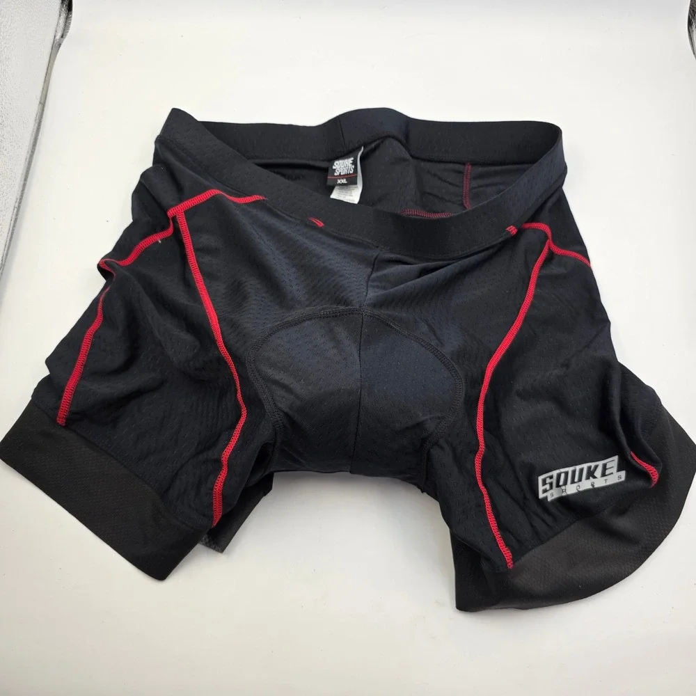 Souke Sports Mens Cycling Underwear Shorts 4D Padded Bike Liner Black Red XXL O4